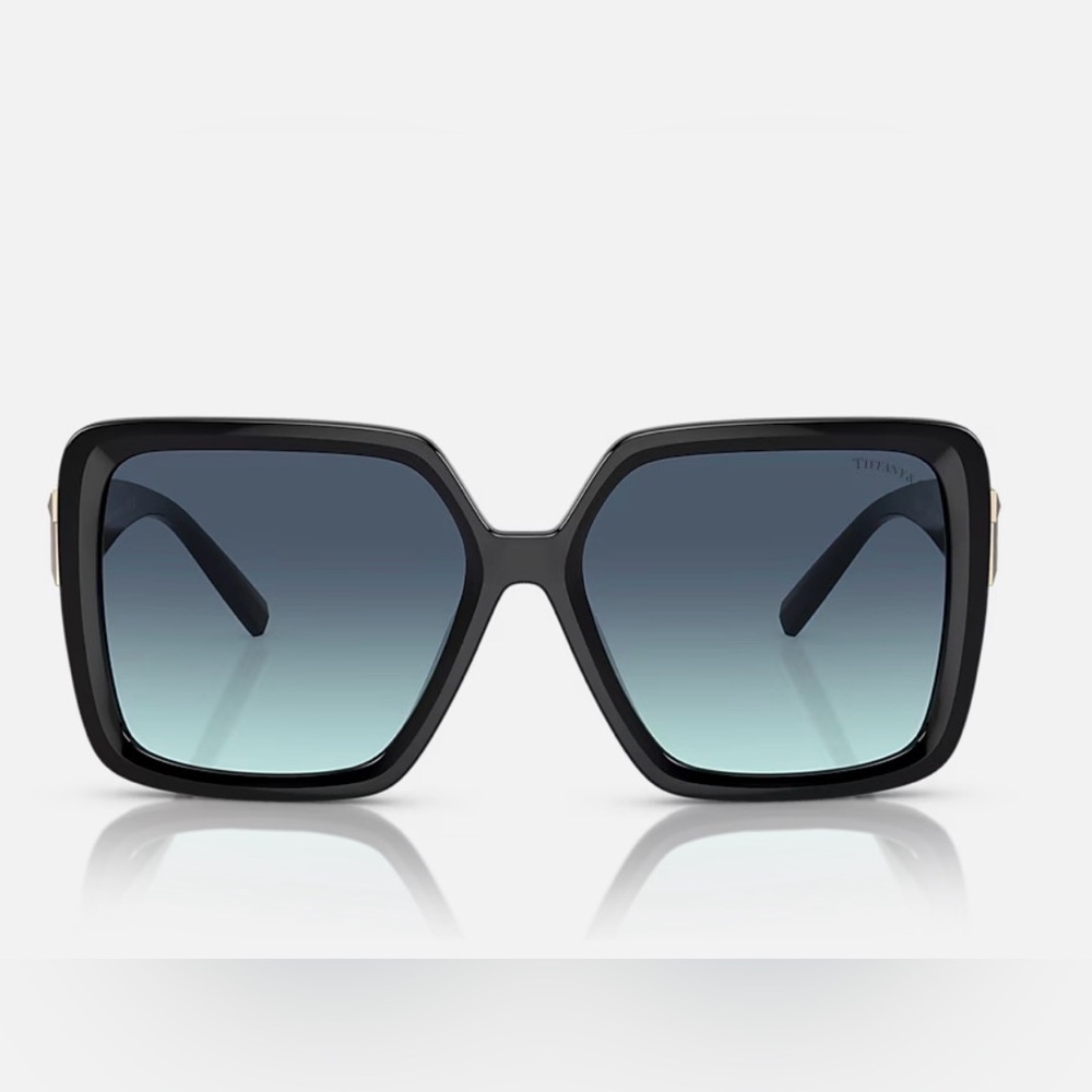 Oversized Tiffany & Co. Black Sunglasses with Blue Gradient Lenses